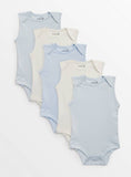 Blue Sleeveless Bodysuits 5 Pack 6-9 months