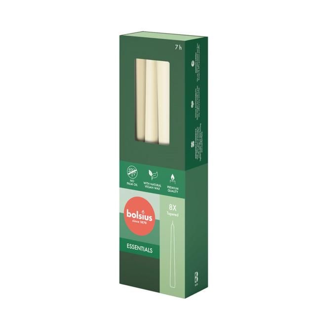 Bolsius Essentials Taper Candles  Box of  8 Soft Pearl   8 per pack