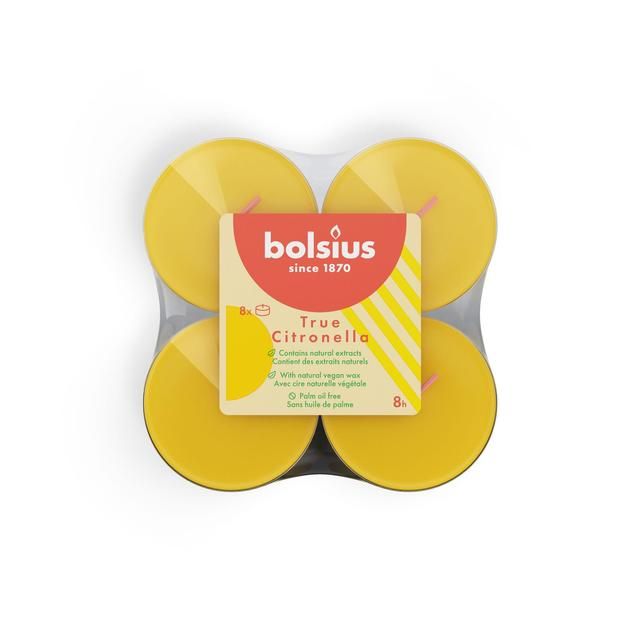 Bolsius Maxi Light Clear Cup Tea Lights - Citronella   8 per pack