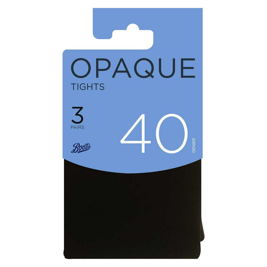 Boots 40 Denier Opaque 3 pair pack Black Medium