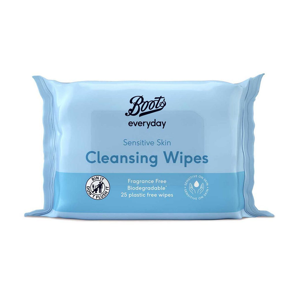 Boots Biodegradable Fragrance Free Cleansing Wipes 25s