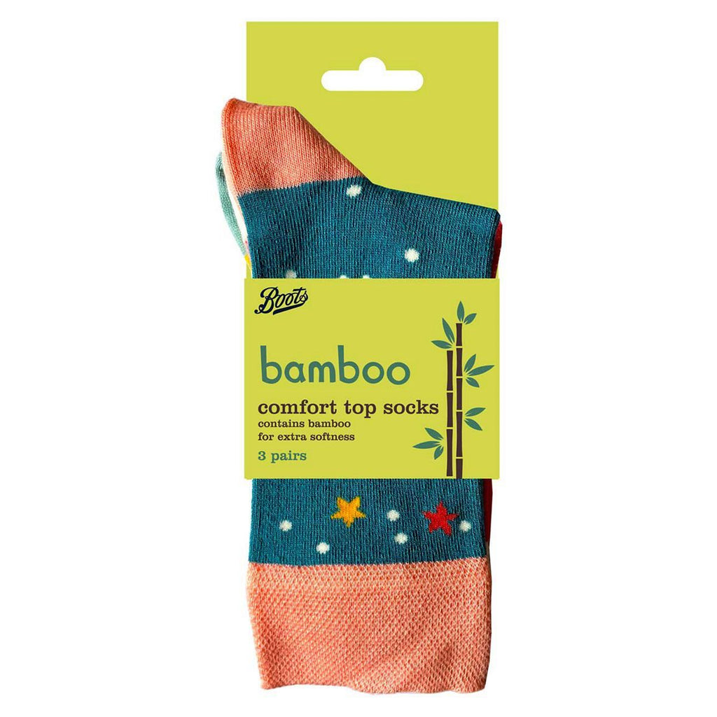 Boots Comfort Top Bamboo Teal Design Socks