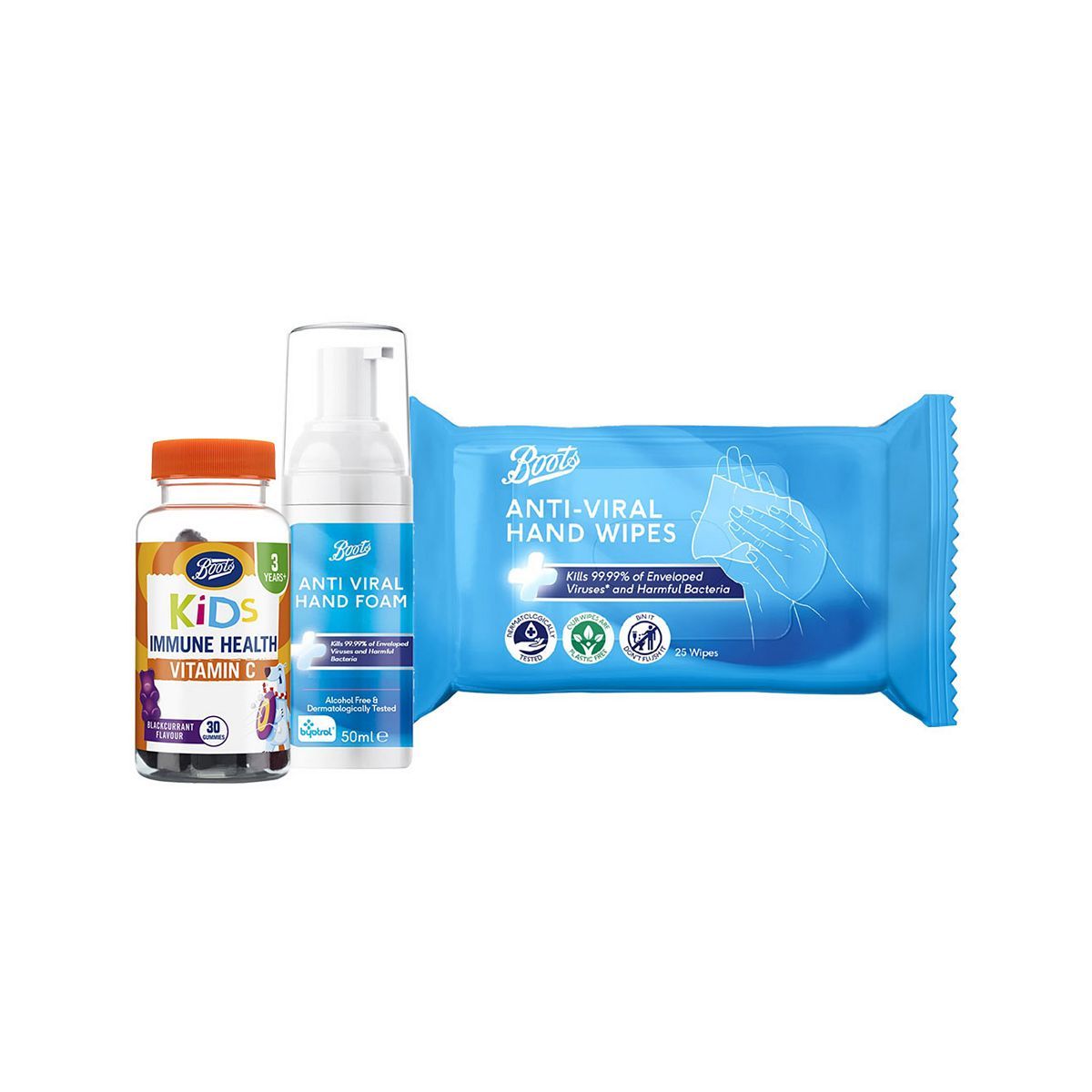 Boots Immunity Kids Gummies, Anti Viral Hand Foam & Anti Viral Wipes Bundle - McGrocer