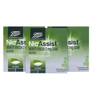 Boots NicAssist Minty Fresh 2 mg Gum 3 x 210 Pieces Bundle - McGrocer