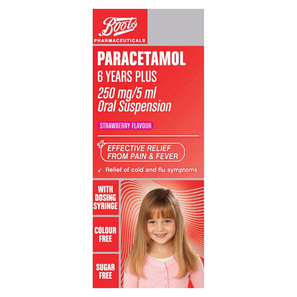 Boots Paracetamol 6 Years Plus 250 mg/5 ml Oral Suspension – 80 ml