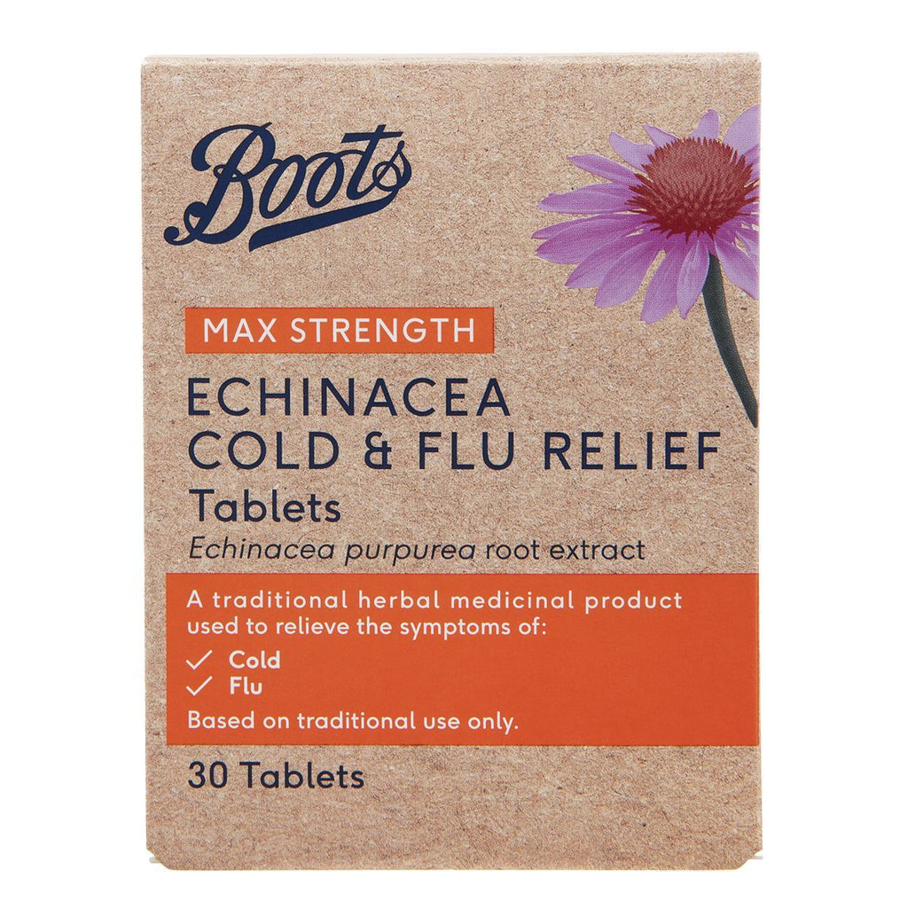 Boots Pharmaceuticals Max Strength Echinacea Cold and Flu Relief - 30 tablets