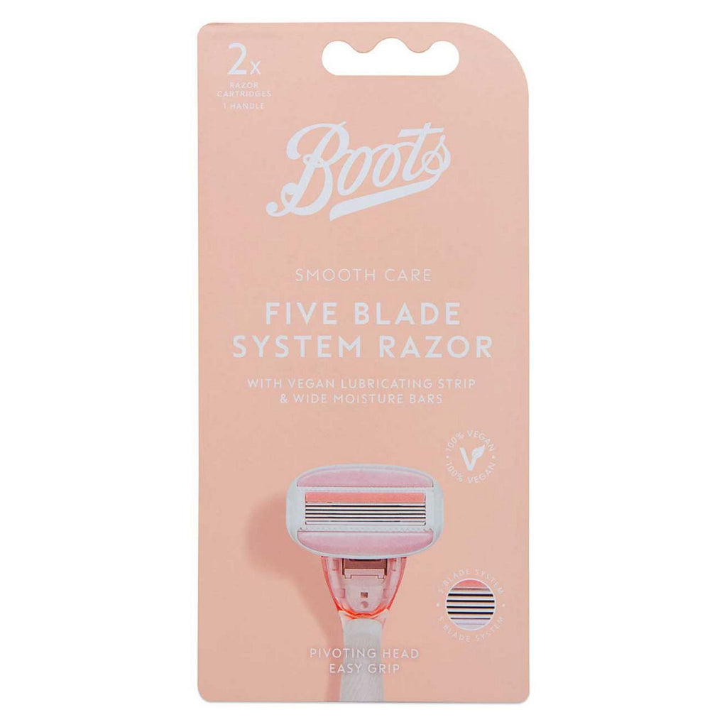 Boots Smooth Care 5 Blade System Razor Handle + 2pk Refill Cartridges