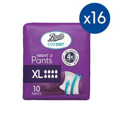 Boots Staydry Night Pants XL - 160 Pants (16 Pack Bundle) - McGrocer