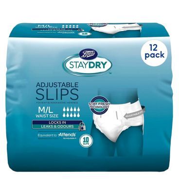 Boots Staydry Slip Medium/Large - 120 Pairs (12 Pack Bundle)