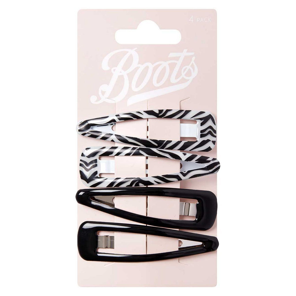 Boots Zebra Print and Black Clips 4 pk