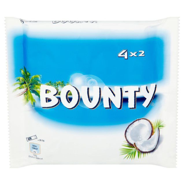 Bounty Coconut & Milk Chocolate Snack Bars Multipack   4 x 57g