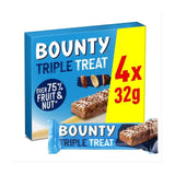 Bounty Triple Treat Fruit & Nut Milk Chocolate Snack Bars Multipack 4x32g   128g - McGrocer