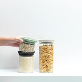 Brabantia Glass Jars Set of 3 Dark Grey Light Grey Jade Green.