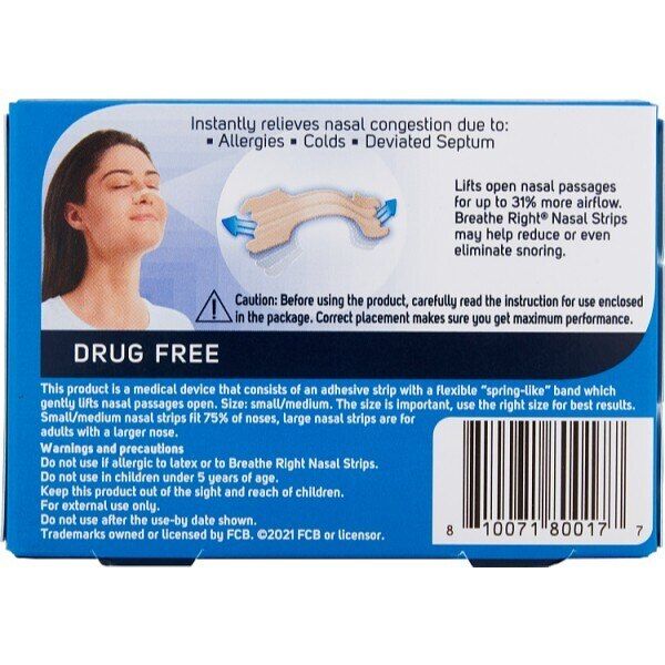 Breathe Right Original Small / Medium Nasal Strips 30'S