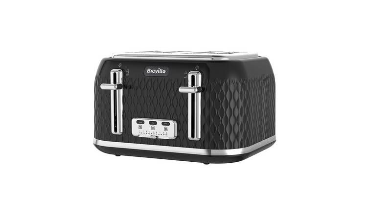 Breville VTT786 Curve 4 Slice Toaster - Black and Chrome