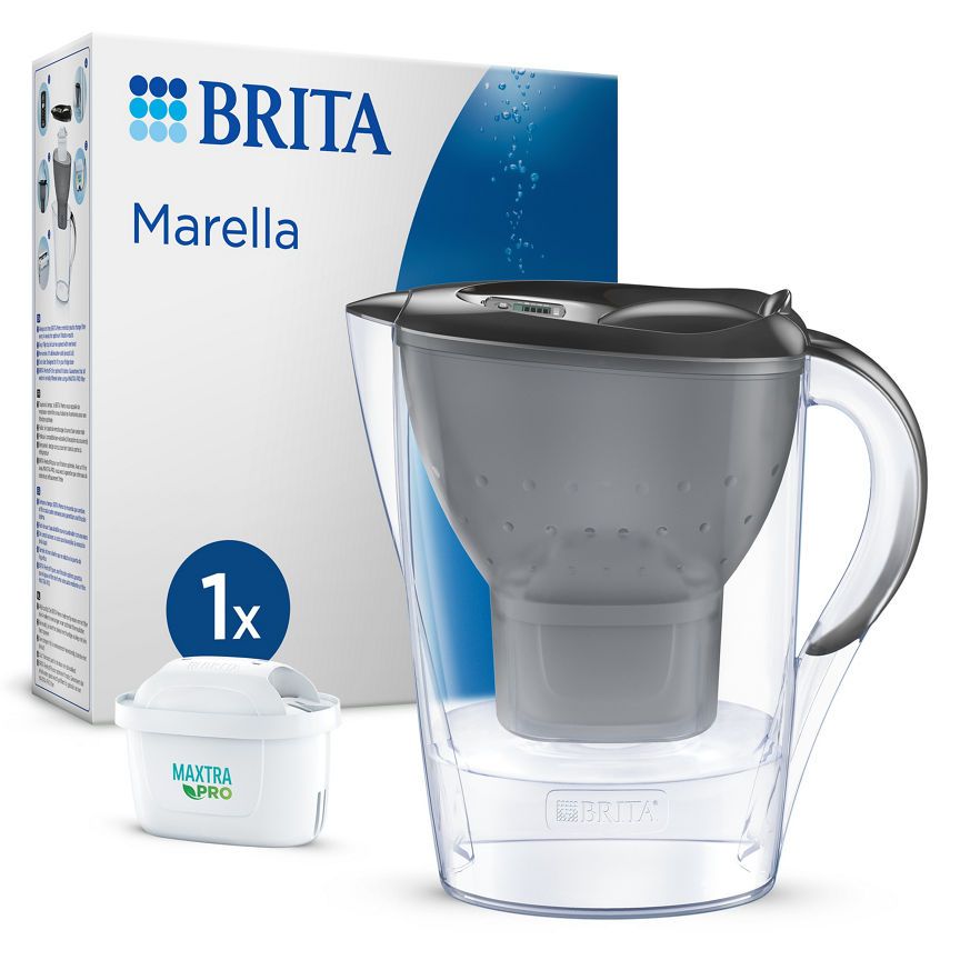 Brita Marella Water Filter Jug Graphite (2.4L) With 1 MAXTRA PRO All-in-1 Water Filter Cartridge