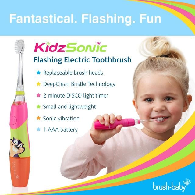 Brush Baby KidzSonic Pink Electric Toothbrush 3-6 Yrs