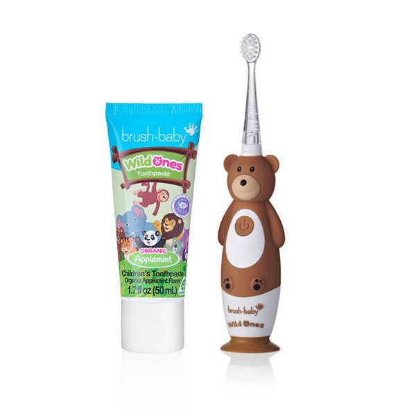 Brush Baby WildOnes&amp;trade; Bear Toothbrush &amp;amp; Applemint Toothpaste