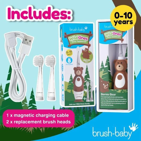 Brush Baby WildOnes™ Bear Toothbrush & Applemint Toothpaste