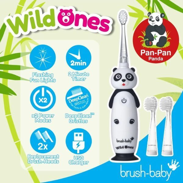 Brush Baby WildOnes-Panda Toothbrush &amp;amp; Applemint Toothpaste