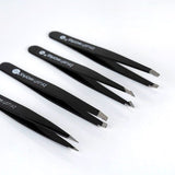 Brushworks HD 4 Piece Combination Tweezer Set - Black