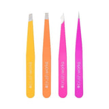 Brushworks HD 4 Piece Combination Tweezer Set - Brights