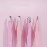 Brushworks HD 4 Piece Combination Tweezer Set - Pink