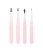 Brushworks HD 4 Piece Combination Tweezer Set - White &amp;amp; Pink