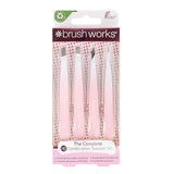 Brushworks HD 4 Piece Combination Tweezer Set - White &amp;amp; Pink