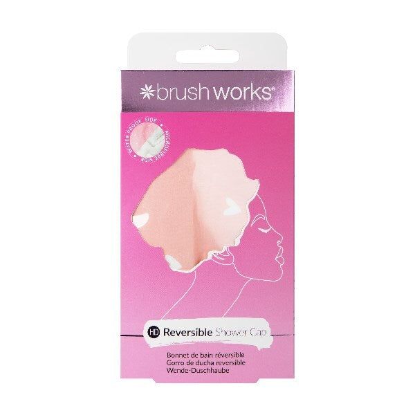 Brushworks Reversible Shower Cap - Heart Pattern