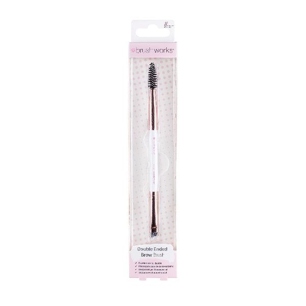 Brushworks White & Gold Brow Duo Brush