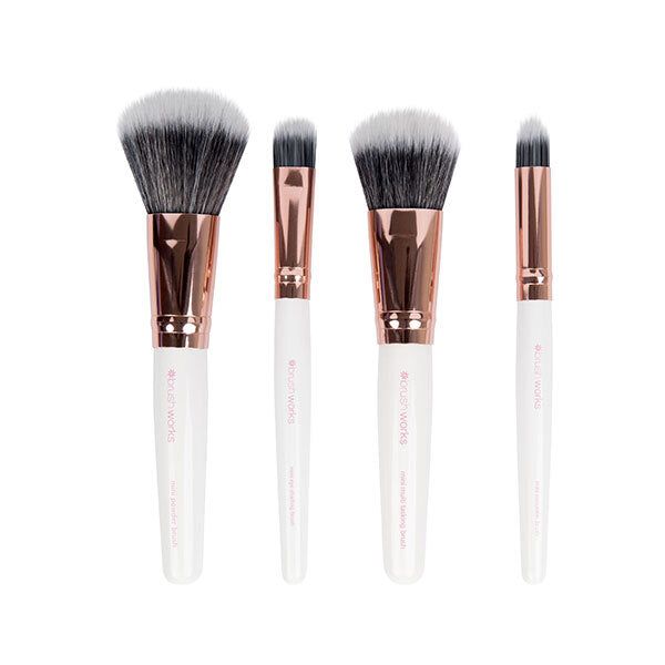 Brushworks White &amp;amp; Gold Travel Makeup Brush Set