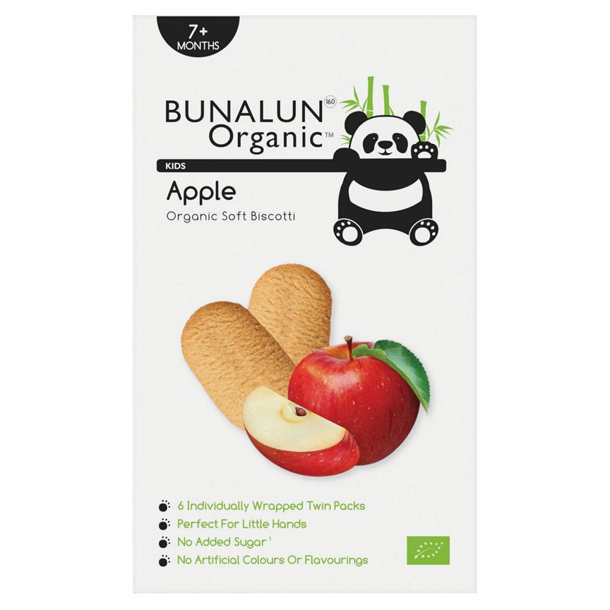 Bunalun Bunalun Organic Kids Apple Soft Biscotti 7+ Months 6 x 20g (120g)