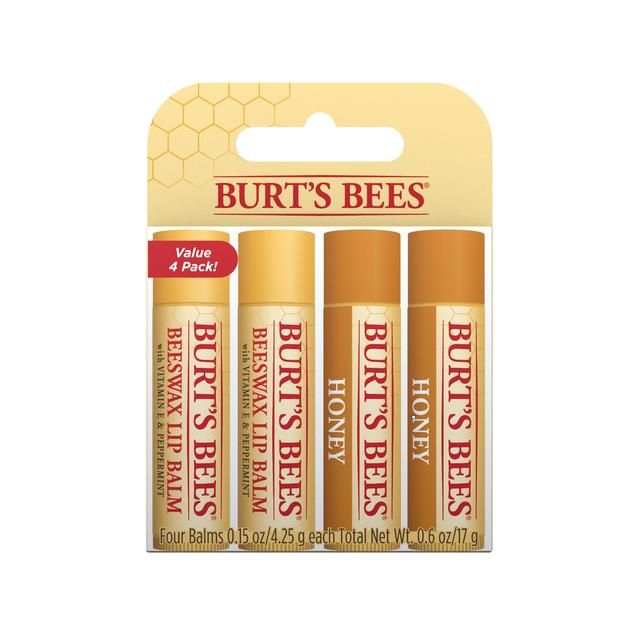 Burt's Bees 100% Natural Moisturising Lip Balm Original Beeswax & Honey   4 per pack