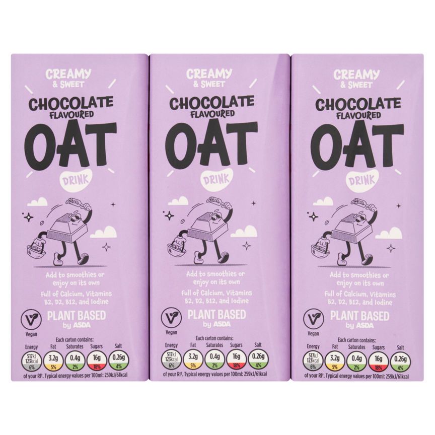 Plant Based by ASDA Chocolate Flavoured Oat Drink 200ml