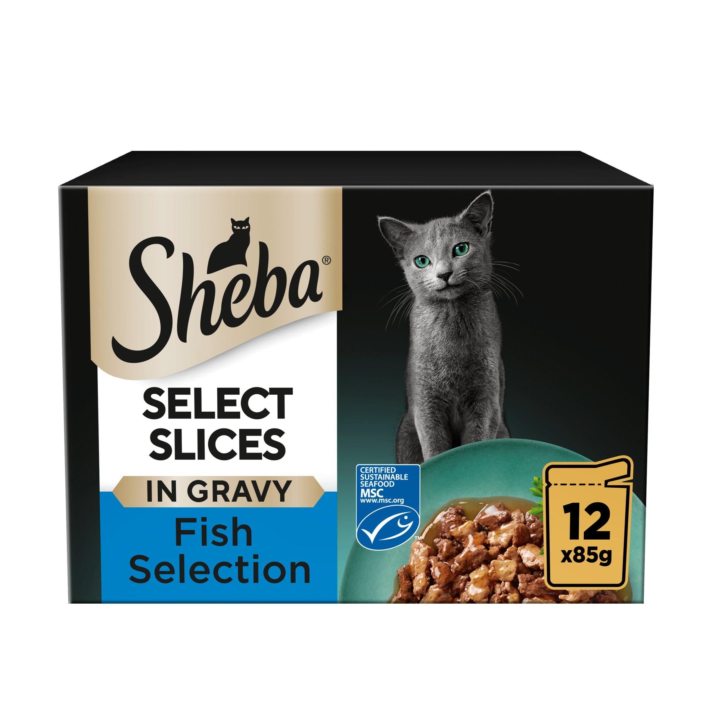 Sheba Select Slices Cat Food Pouches Fish in Gravy 12 x 85g Cat pouches & trays Sainsburys   