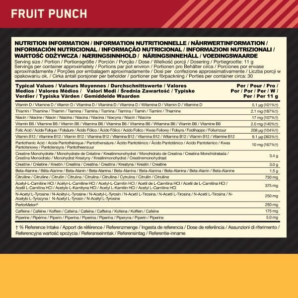 Optimum Nutrition Fruit Punch Gold Standard Pre-Workout 330g GOODS Superdrug   