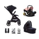 Junior Jones Aylo Rich Black 6 Piece Travel System inc Doona Blush Pink Car Seat