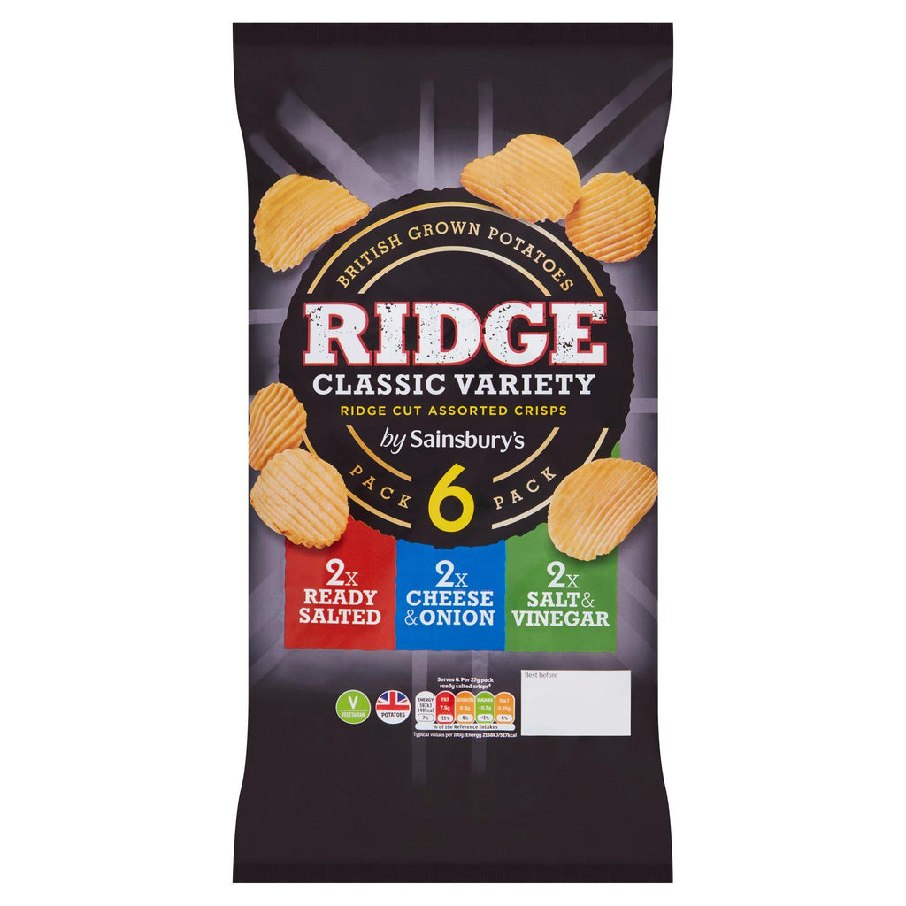 Sainsbury's Ridge Classic Variety Ridge Cut Assorted Crisps 6x27g