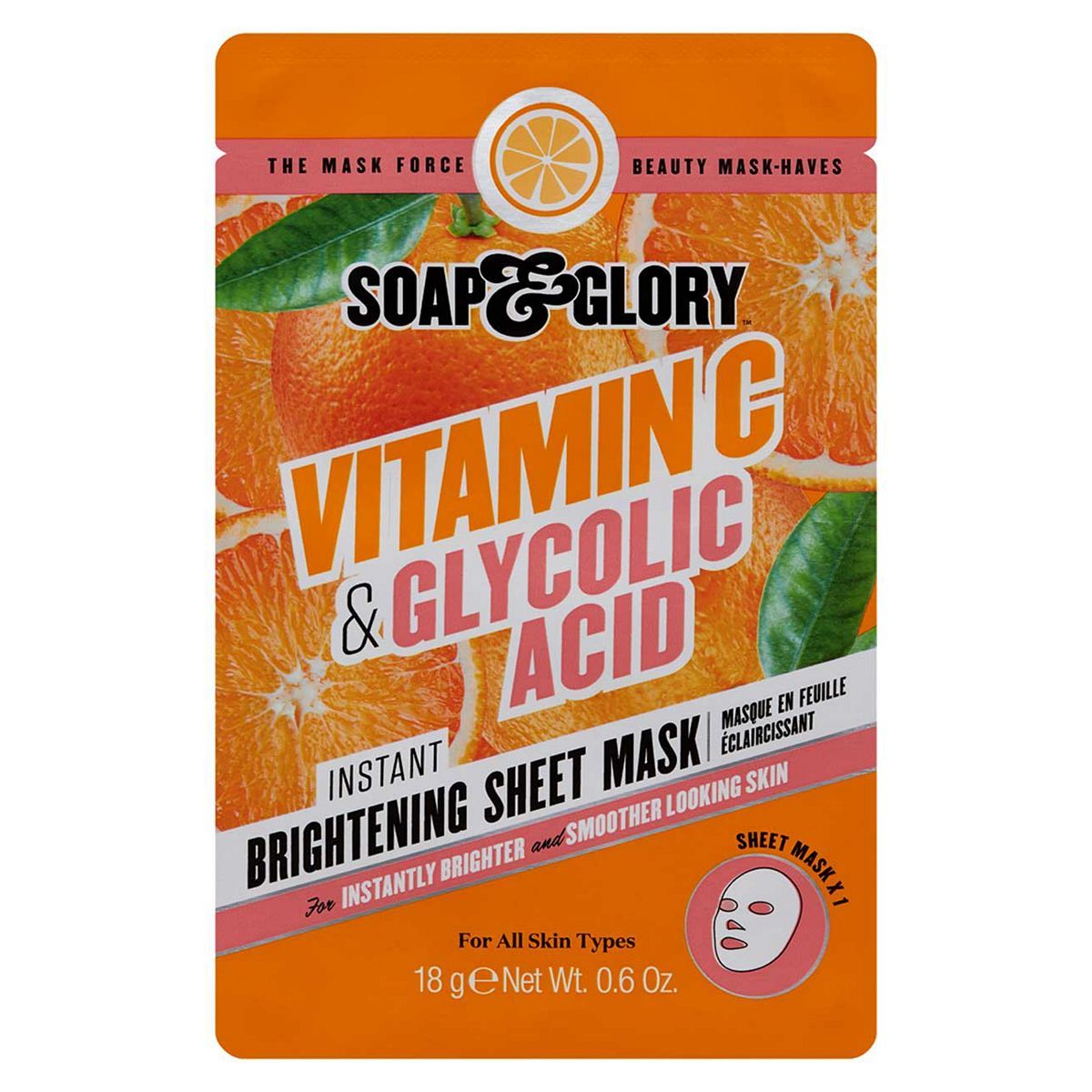 Soap & Glory Vitamin C & Glycolic Acid Instant Brightening Sheet Mask GOODS Boots   