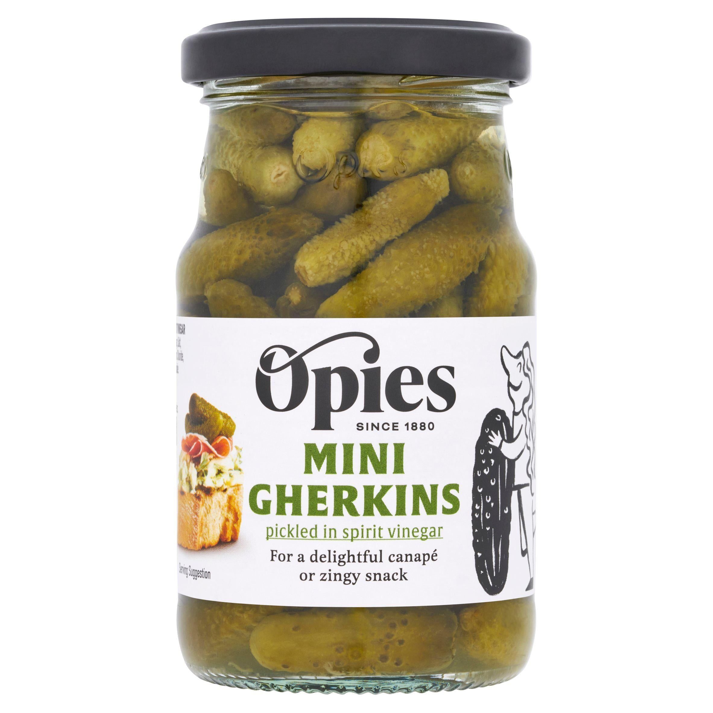 Opies Cocktail Gherkins with Distilled Malt Vinegar 227g (115g*) Pickled food Sainsburys   