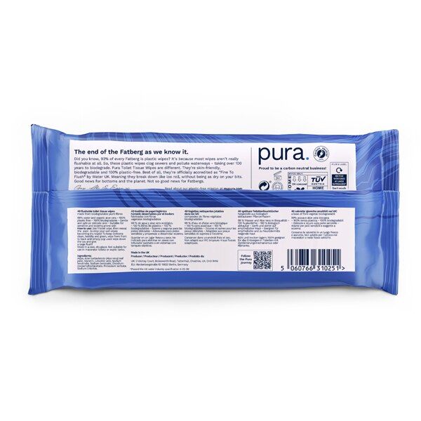 Pura Premium Flushable Moist Toilet Tissue Wipes, 40 Wipes GOODS Superdrug   