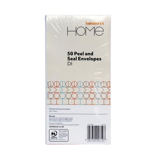 Sainsbury's Home Dl Peel And Seal 50 Pk Envelopes 90