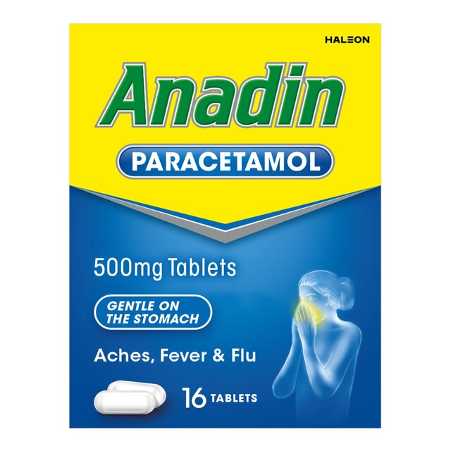 Anadin Paracetamol Pain Relief for Headaches Cold & Flu Tablets 16    16 per pack - McGrocer