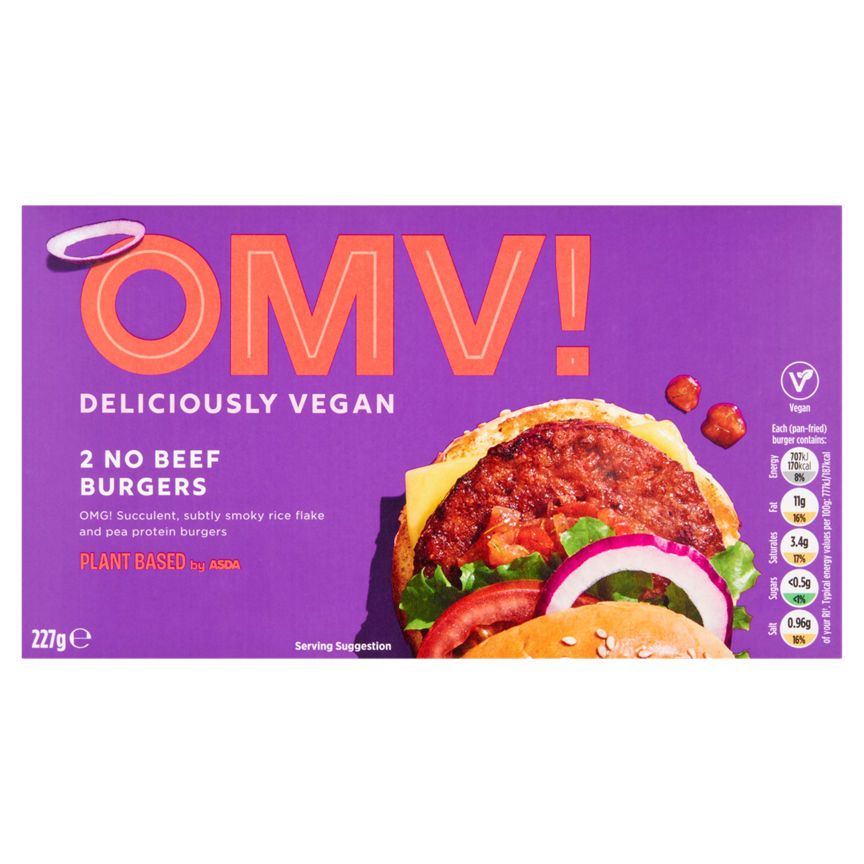 OMV! Deliciously Vegan 2 No Beef Burgers 227g GOODS ASDA   