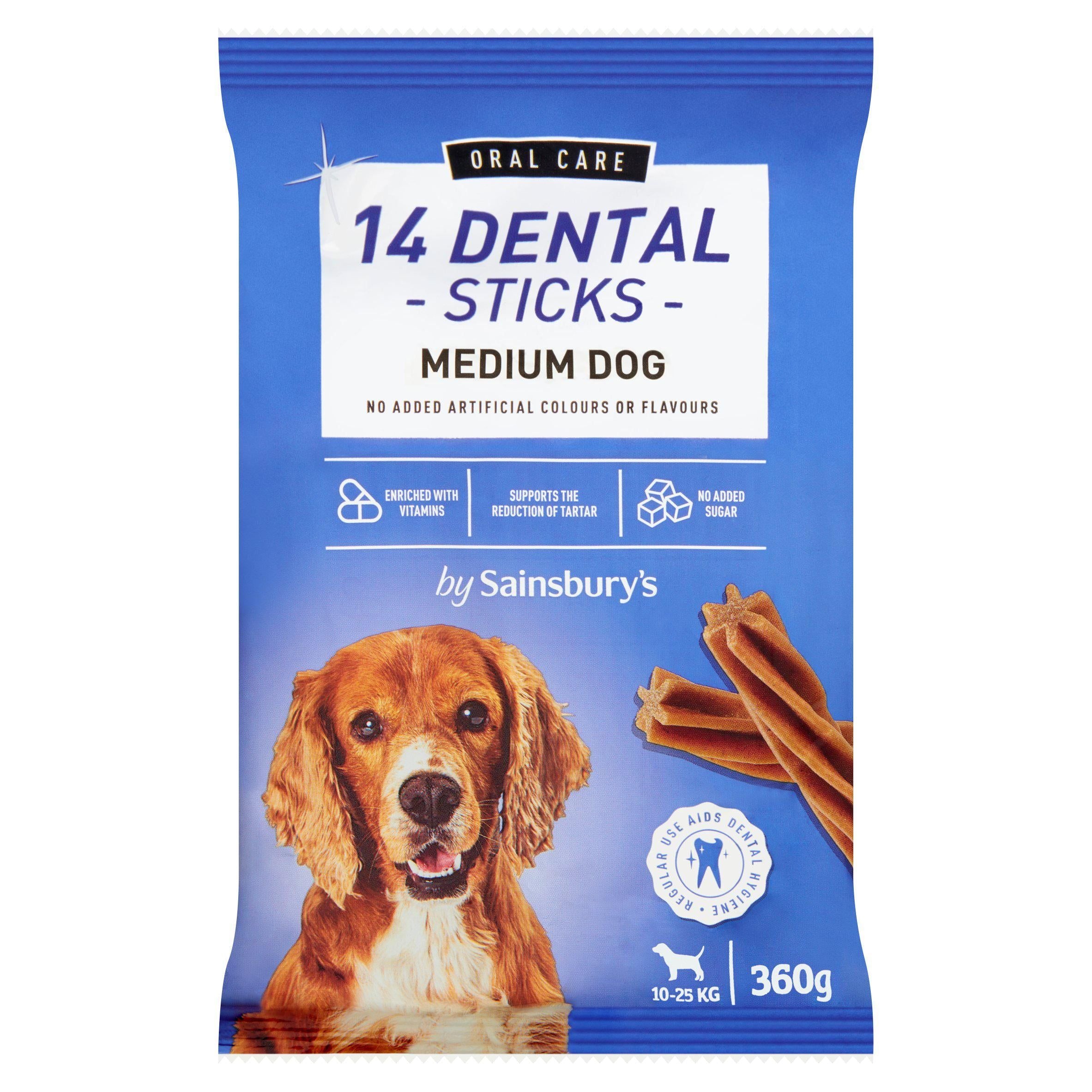 Sainsbury's Oral Care Medium Dog Dental Sticks x14 360g Dog chews Sainsburys   