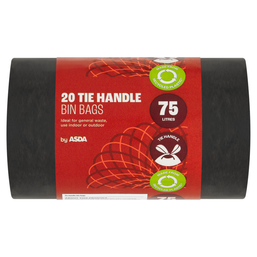 ASDA 20 Tie Handle Bin Bags 75 Litres