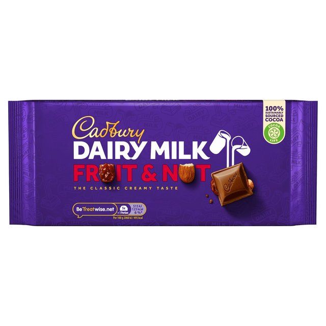 Cadbury Dairy Milk Fruit &amp;amp; Nut Chocolate Bar   180g