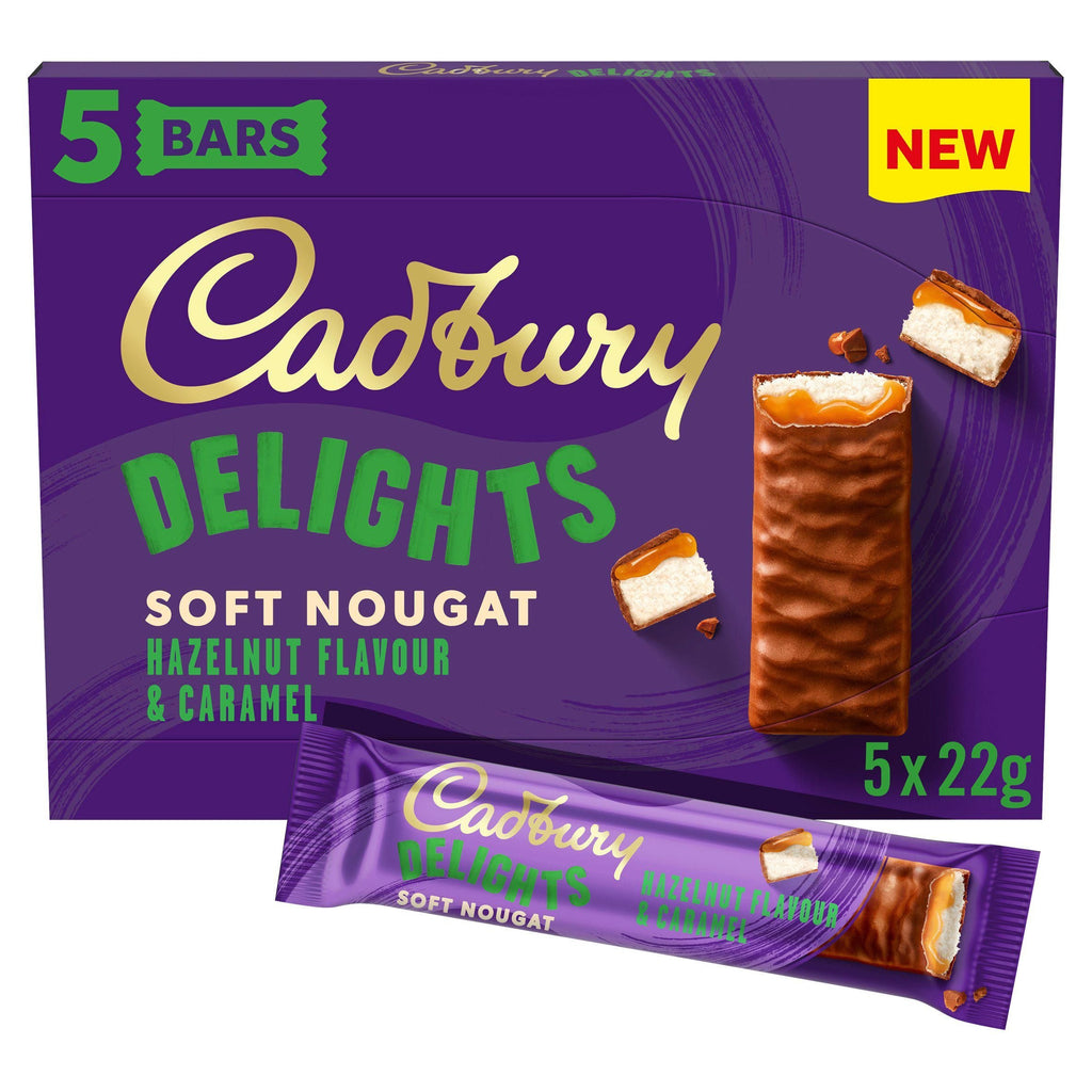 Cadbury Delights Hazelnut Caramel Chocolate Nougat Bar Pack x5 110g