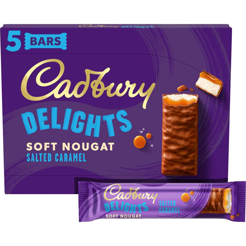 Cadbury Delights Soft Nougat Salted Caramel Bars 5 x 22g (110g)